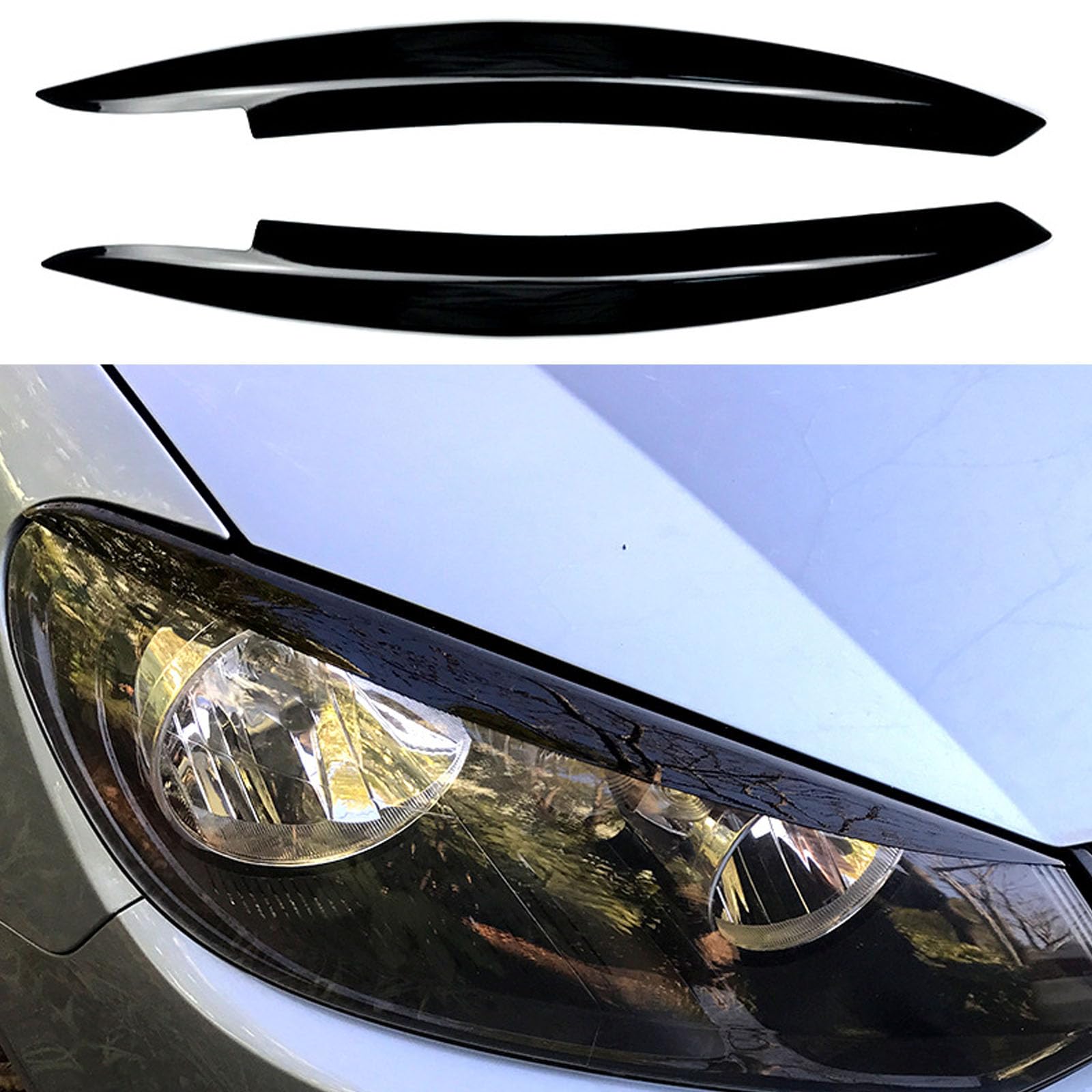 YPFYBHD Compatible with VW Golf 6 Golf6 MK6 2009-2012, 1 Pair Car Headlight Eyebrow Eyelid Lamp Car Evil Eye Car Sticker Exterior Accessories Modification,Black