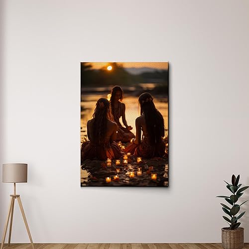 Yoga Wall Art, Canvas Prints Yoga Meditation Studio Room Decorations Tie Dye Hippie Psychedelic Poster with Frame Meditating Peace Wall Art Hanging