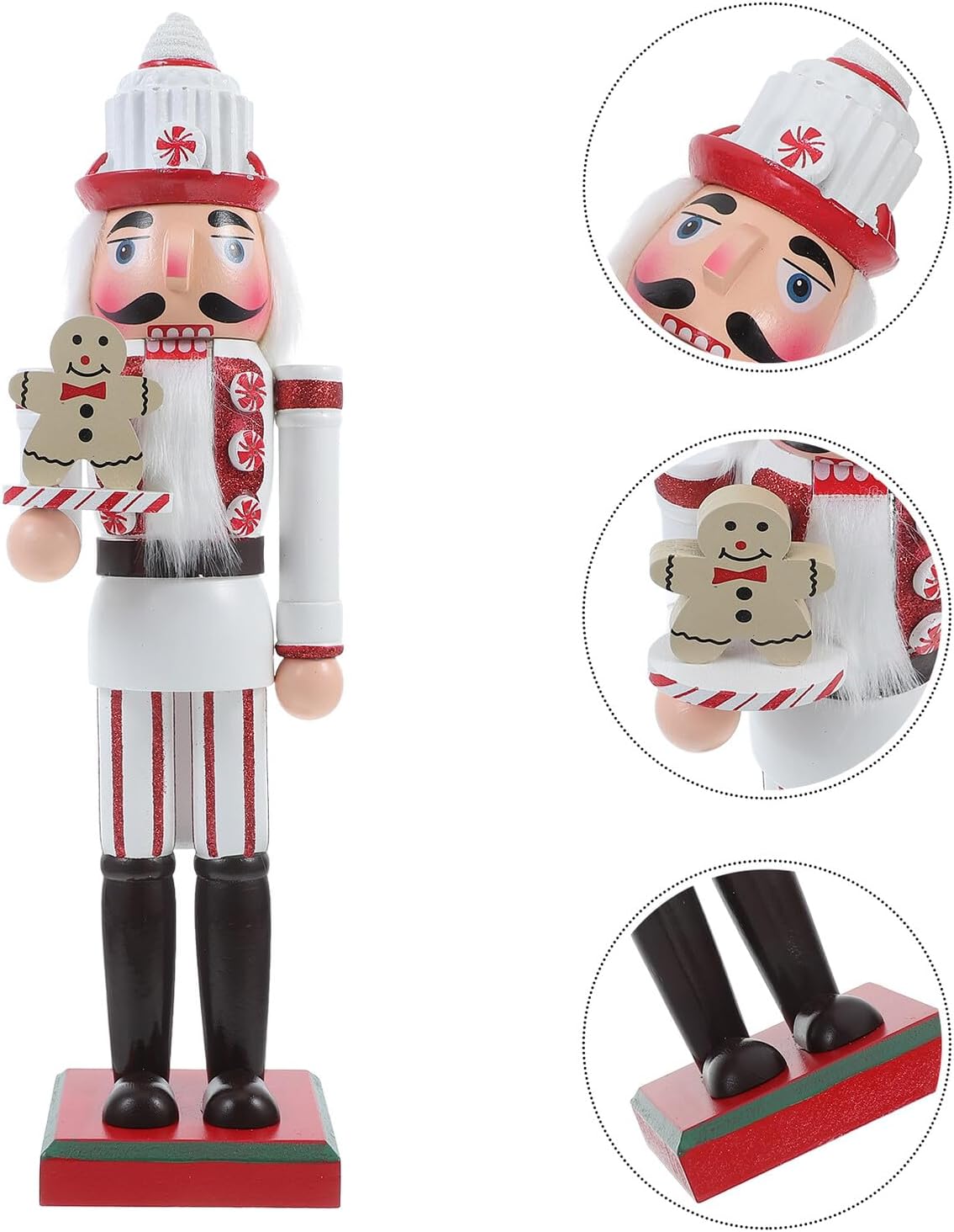 Christmas Nutcracker Figurine Wood Desktop Nutcracker Ornament Decoration for Holiday Tabletop Seasonal Home Decor