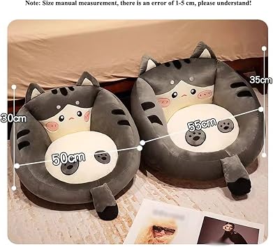 PEKJI Cute Cat Shape Floor Pillow, Large Animal Chair Cushions for Adults, Cushion for Fireplace Yoga Living Room Sitting Cushions(Black,21in)