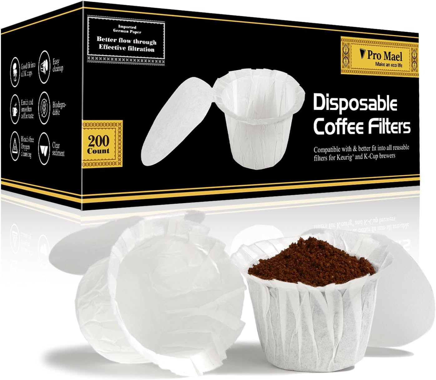 Pro Mael Disposable K Cup Coffee Filters with Lid, Coffee