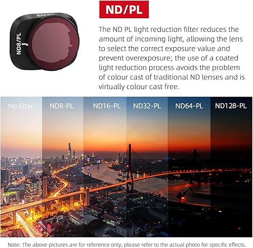 Miniatura 5 de BRDRC Mini 3 Pro - Juego de filtros CPL, ND8PL, ND16PL, ND32PL, ND64PL, ND128PL Filtro de densidad neutra compatible con DJI Mini 3 ProMini 3 Drone