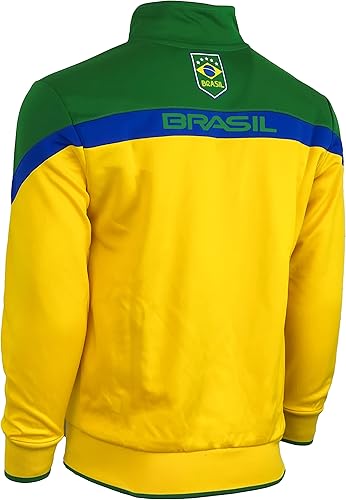Miniatura 4 de Icon Sports Chaqueta deportiva de fútbol Brasil para niño, tallas juveniles, chaqueta de fútbol brasileño con cremallera completa