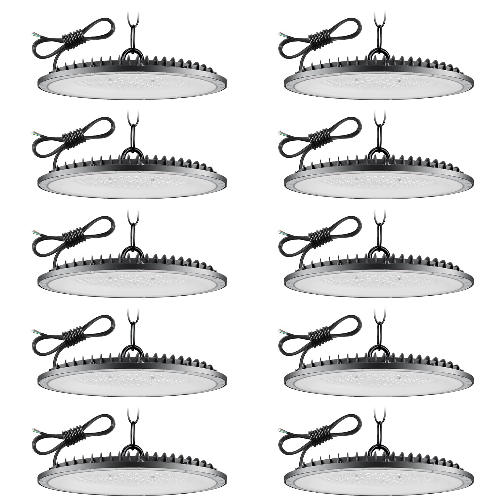 UFO LED high Bay Light 300W 10 Pack,6500K Cool White Workshop Lighting with 50cm Chain,30000LM Super Bright Industrial Lamp,IP65 Waterproof Commercial Bay Lighting for Workshop Warehouse Garage