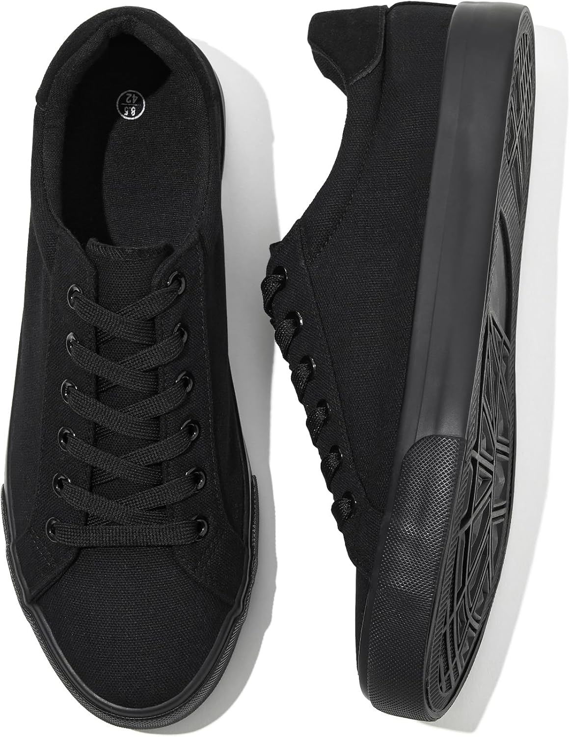 Rominz Mens White Canvas Shoes Fashion Low Top Canvas Sneakers Casual Tennis Shoes Lace-Up Walking Shoes for Men