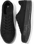 Rominz Mens White Canvas Shoes Fashion Low Top Canvas Sneakers Casual Tennis Shoes Lace-Up Walking Shoes for Men