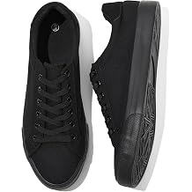 Rominz Mens White Canvas Shoes Fashion Low Top Canvas Sneakers Casual Tennis Shoes Lace-Up Walking Shoes for Men