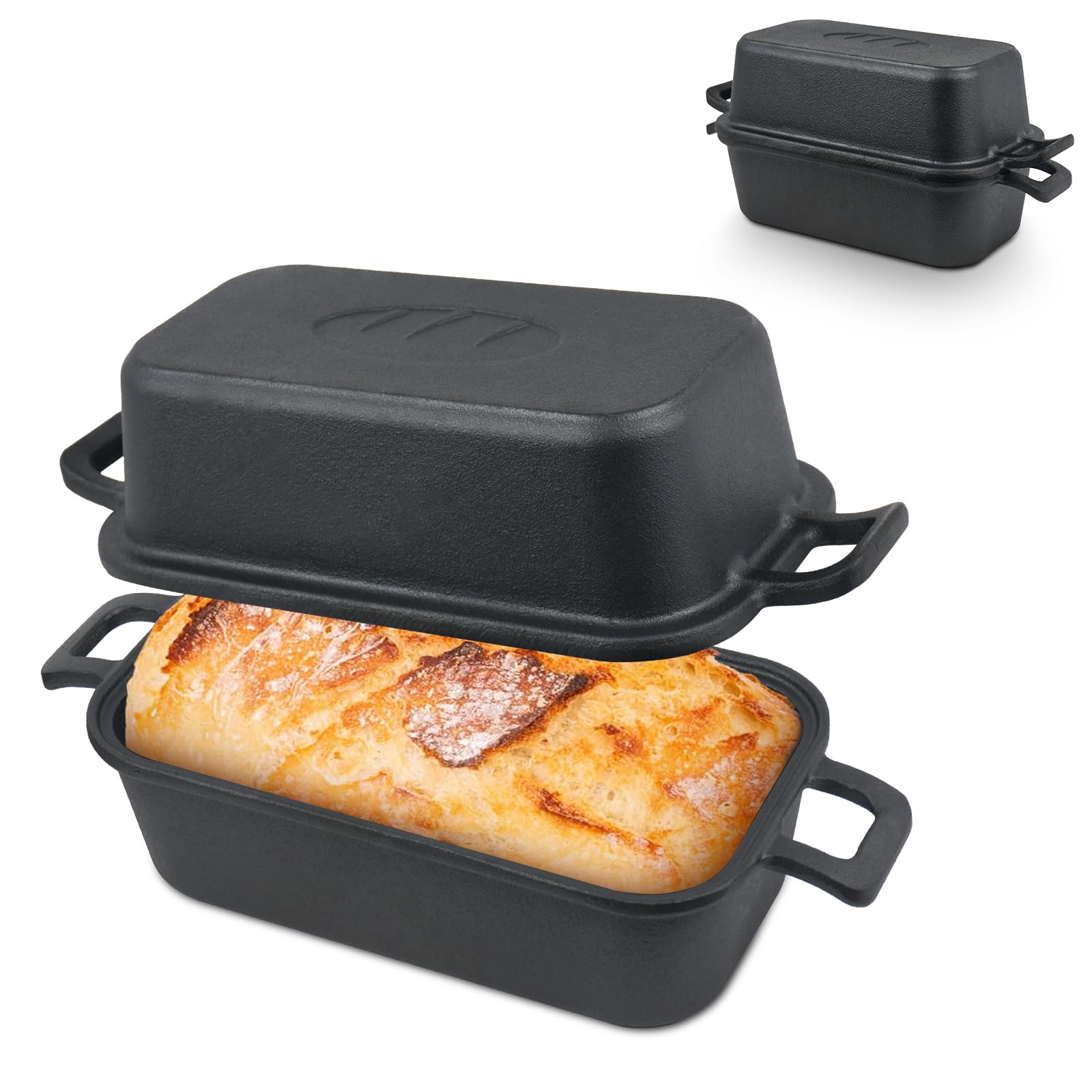 Demine Brotform Gusseisen Kastenform mit Deckel, Brotbackofen, Dutch Oven Laib Gusseisen zum Backen Selbstgemachtes Sauerteigbrot