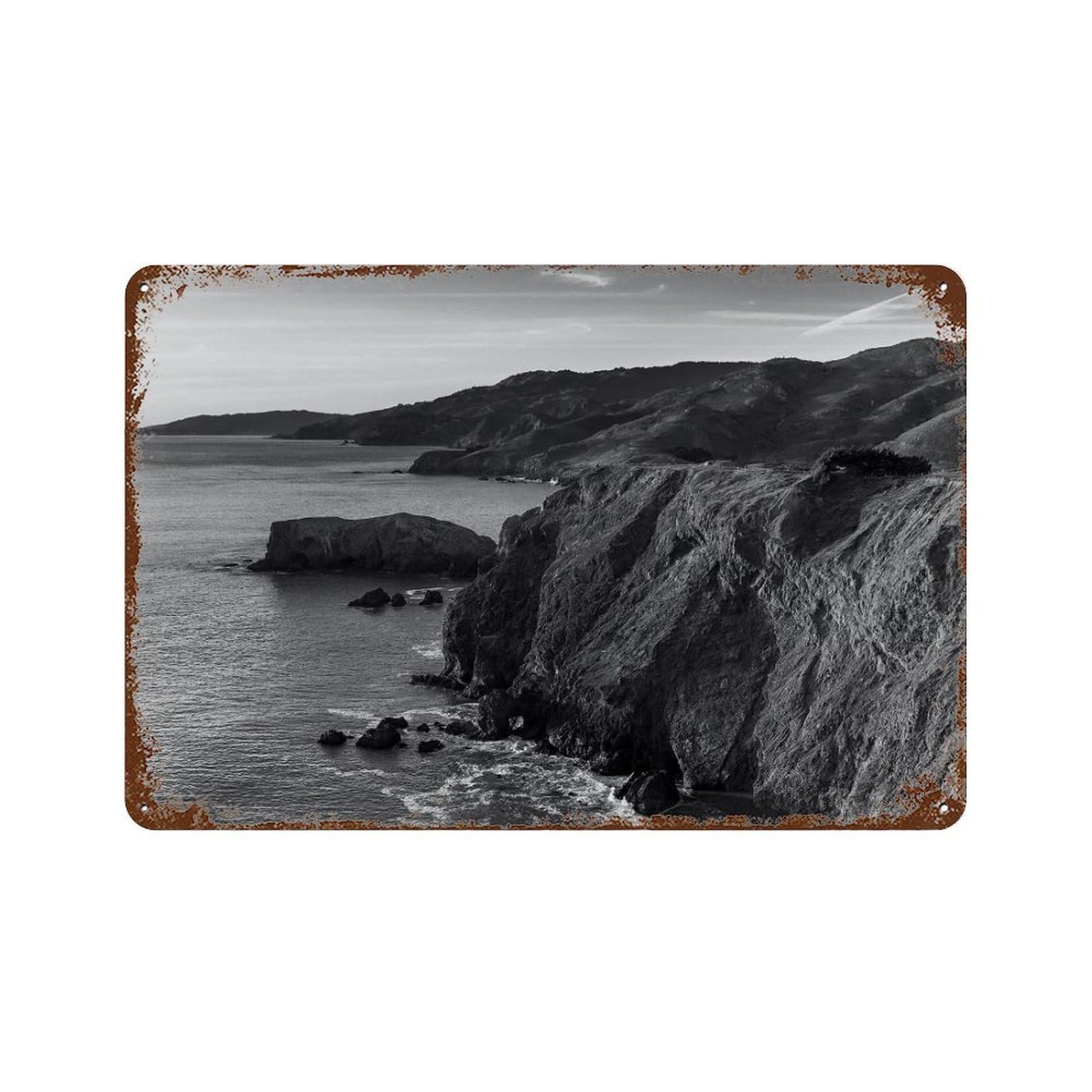 xiaoxiaoshen Black And White Northern California Photo Wall Decor Art Metal Tin Poster Modern Home Decor Art Home Bar Shop Decorations Vintage Sign 20x30cm