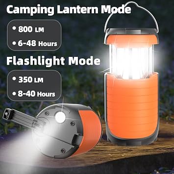 QAUYYW LED kamp fener şarj edilebilir, elektrik kesintileri için fenerler 5000mAh, IPX5 su geçirmez, şarj edilebilir kamp fener el kranklı, güneş fener kamp için temel şartları çadır/Hikin