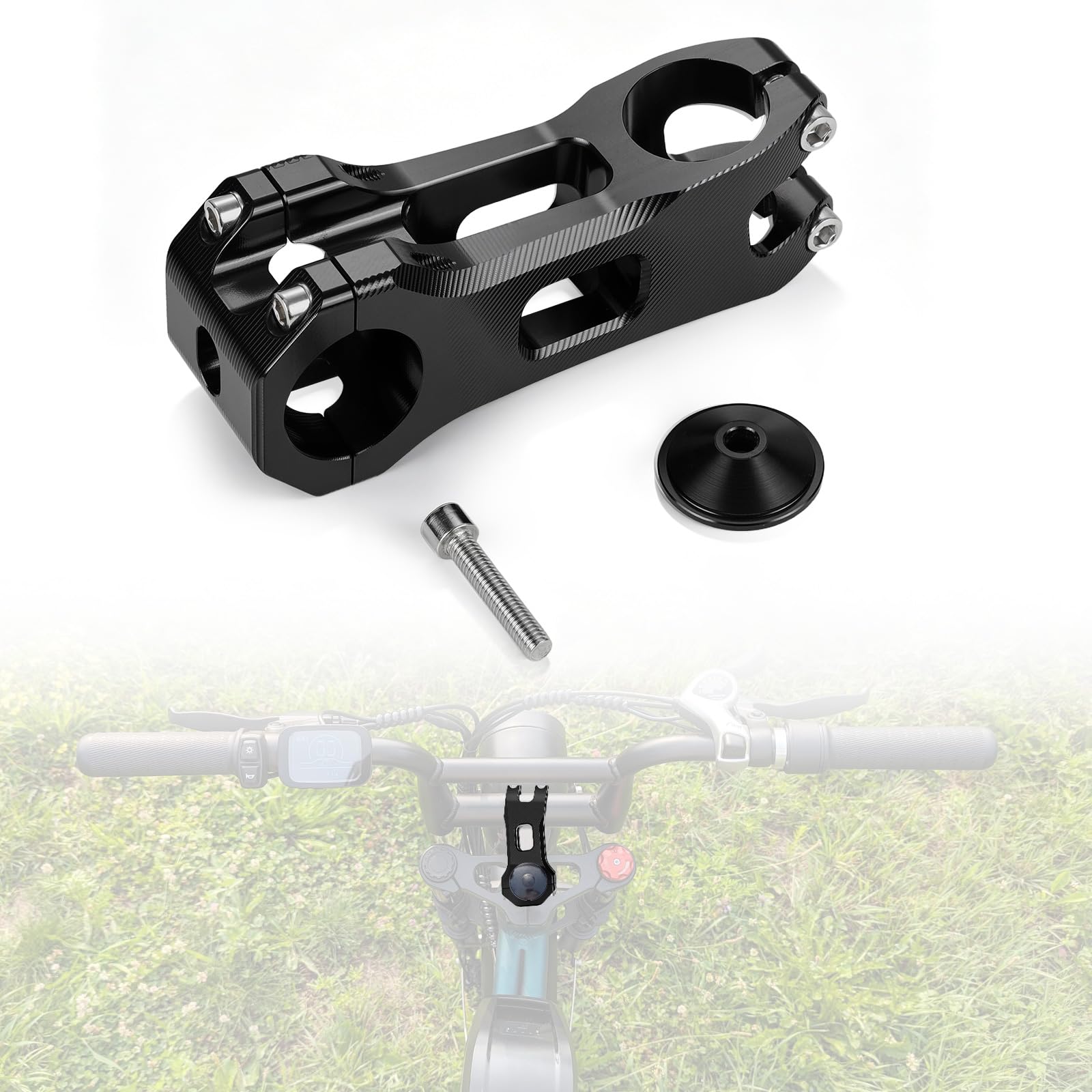 Riser Manubrio Moto Piastra Rialzo Alluminio CNC per Engwe M20 E-Bike Nero | Piastra Rialzo per E-Bike, Struttura in Alluminio CNC, Posizione di Guida Rialzata, Riser per Engwe M20 Bicicletta Elettrica