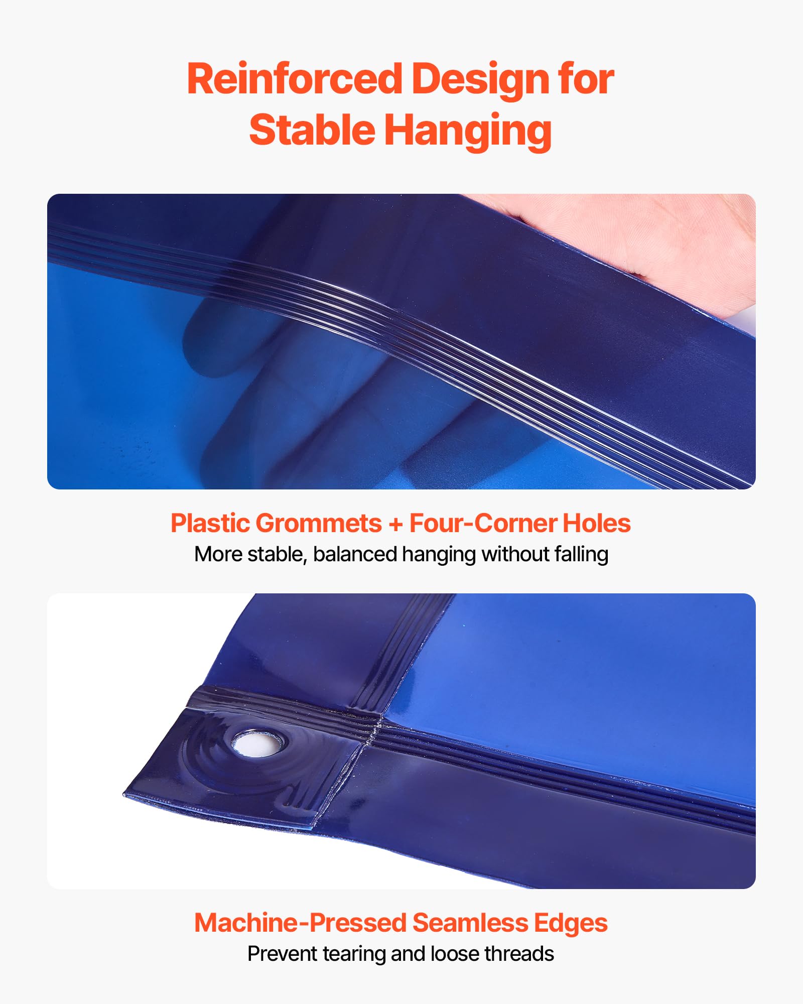 VEVOR Schweißvorhang, 1740x2340 mm Schweißschutzwand, flammhemmende Vinyl-Schweißschutzwand mit feststellbaren Schwenkrädern und 6-stufigem UV-Schutz für Werkstatt-/Industrieeinsatz, Blau