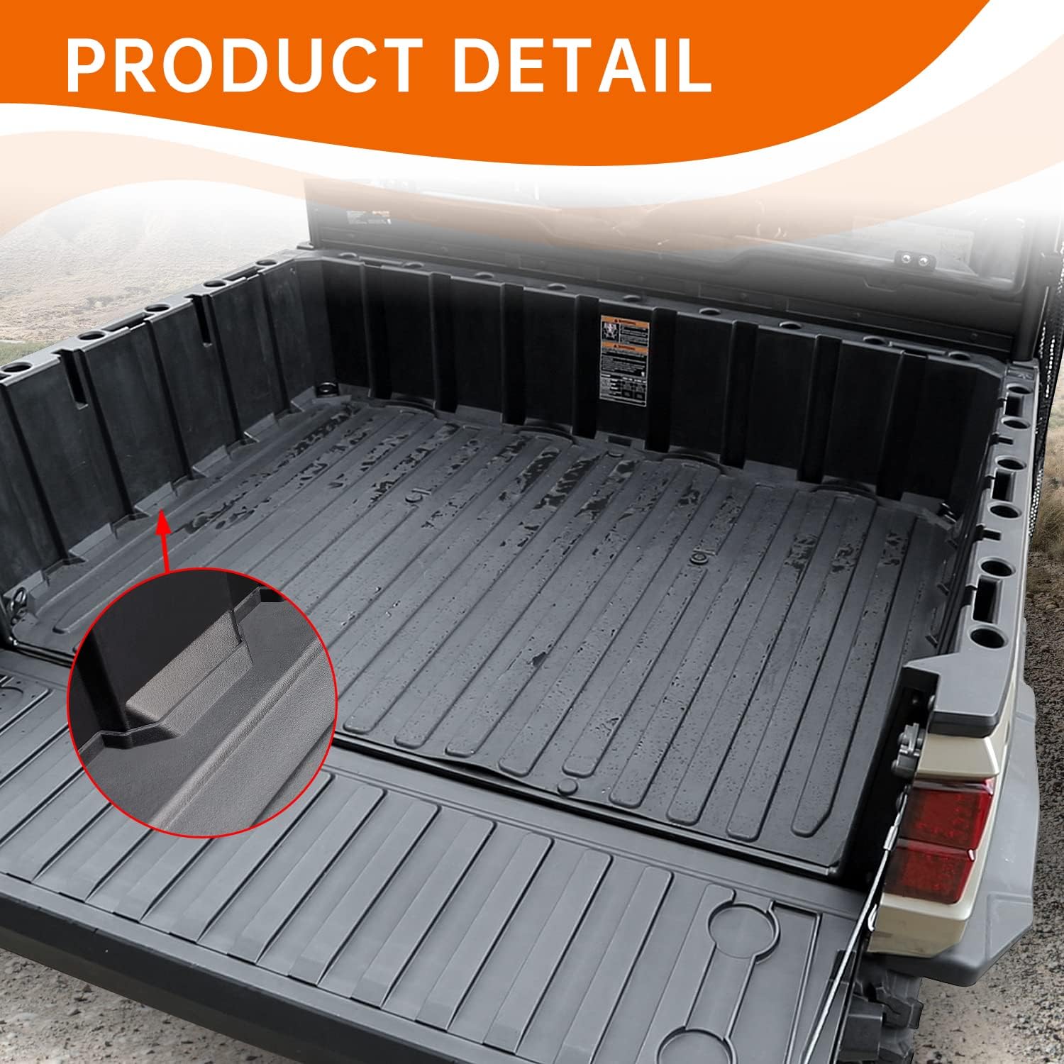 Rear Cargo Bed Mat Compatible with Polaris Ranger XP 1000 Crew 2018-2025 Accessories TPE Rubber Bed Mat Liner Easy to Clean All Weather Protect - Image 6