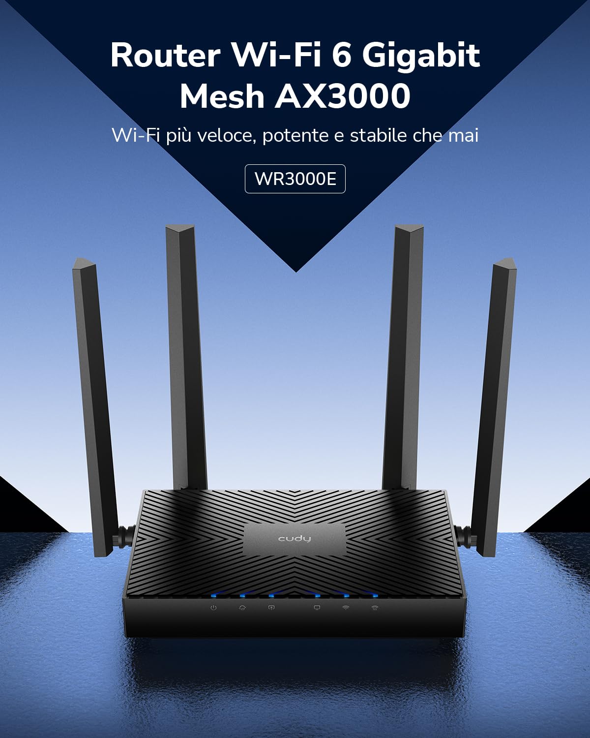 Cudy WR3000E AX3000 WiFi 6 Router for Home – Dual Band Gigabit Mesh Router with 1.3GHz CPU, 5× Gigabit Ports, VPN Server & Client, WPA3, OFDMA, Beamforming – Up to 200 Devices, 1400 ft² Coverage