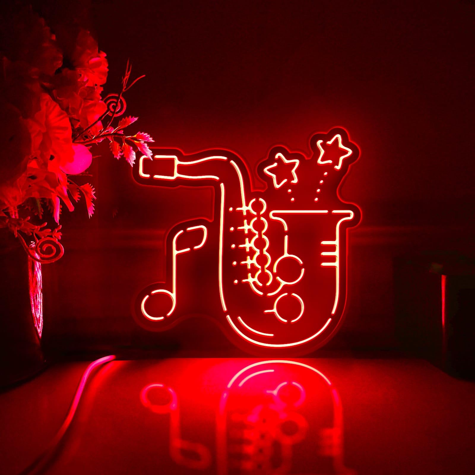 Scatola luminosa a LED a forma di sassofono, strumento musicale, decorazione artistica da parete, decorazione illuminata da scrivania, regalo per gli appassionati di jazz, amanti della musica