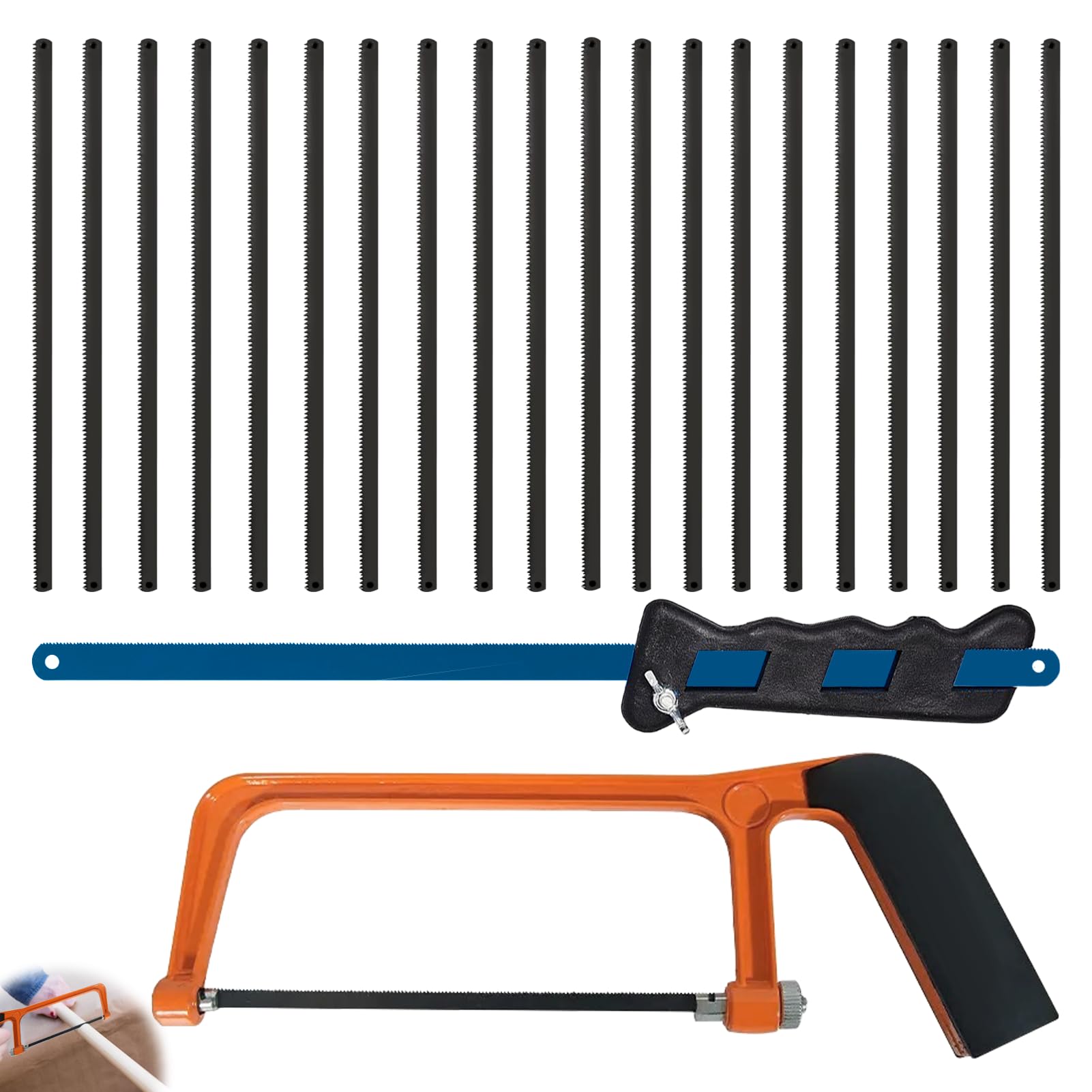 Junior Hacksaw, 2 Pcs Hacksaw for Metal Cutting with 20 Exchangeable Blades, Hack Saw to Cut Metal