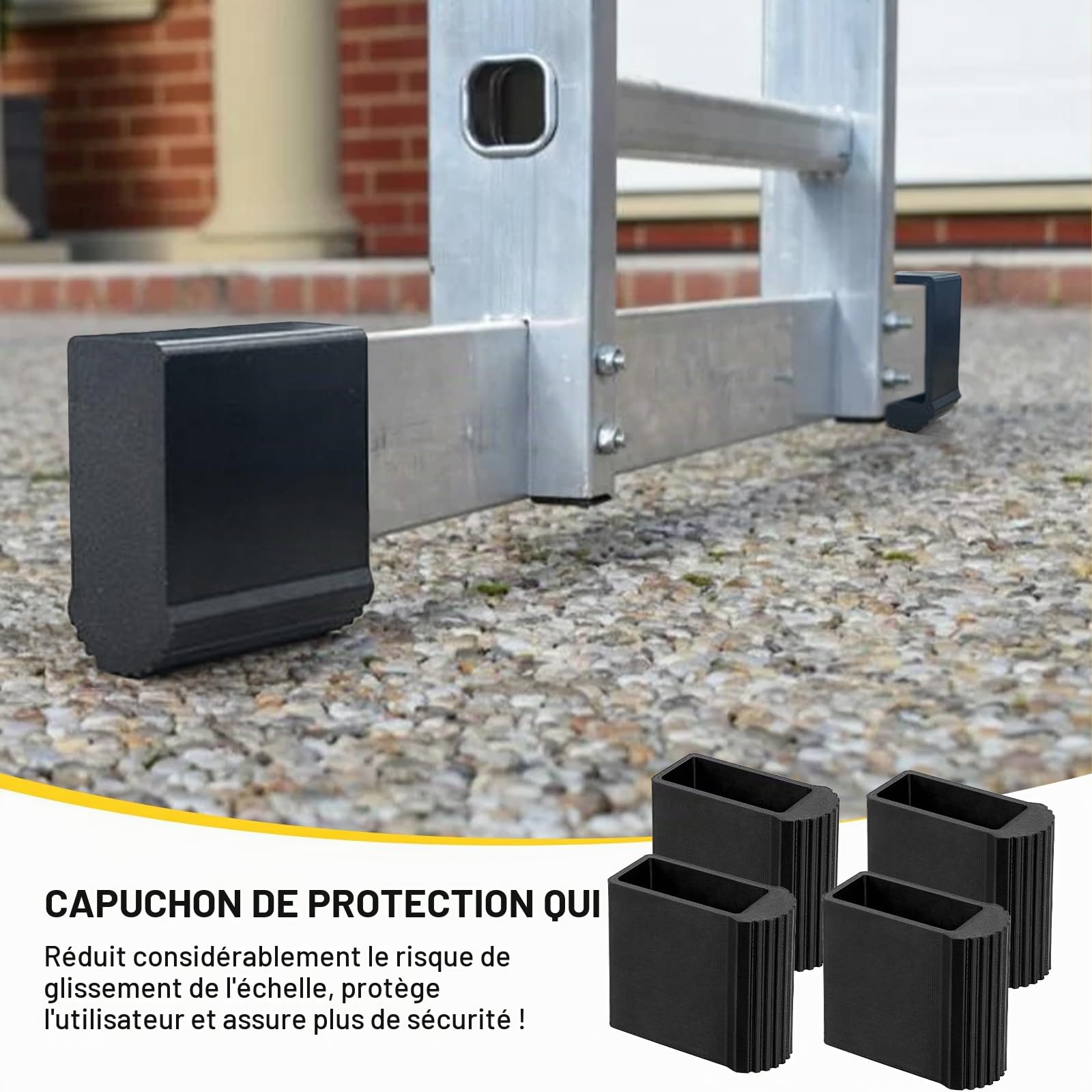 Lot de 4 pieds et échelle universels antidérapants 50 x 22 mm - En TPU résistant aux UV - Capuchons de protection pour pieds d'échelle