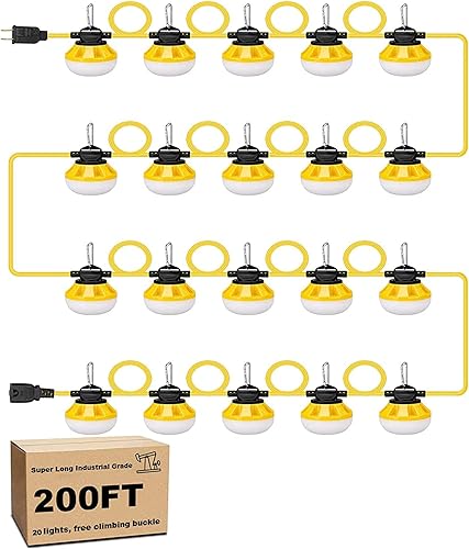 Miniatura 1 de Cadena de luces LED de construcción de 200 pies, grado industrial, mejor para sitios de construcción, renovación, patio, cueva de minas, exteriores