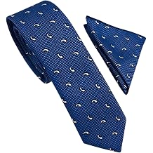 Slim Drop Pattern Blue Tie & Wipes