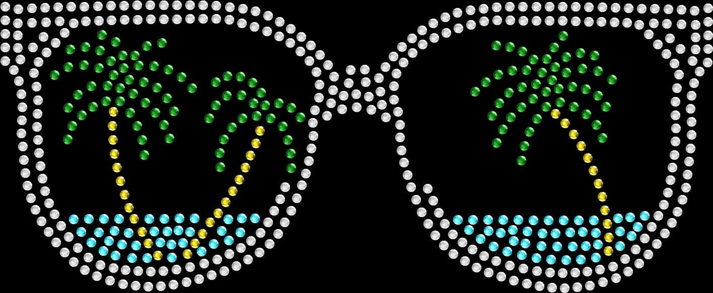 Rhinestone Bling Sparkle Iron On Transfer DIY Beach Sunglases Palms Ocean