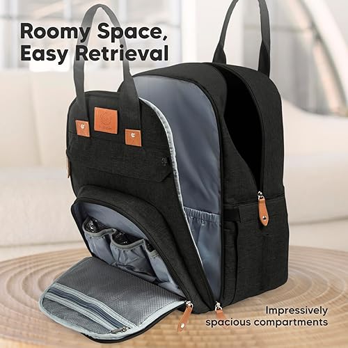 Miniatura 2 de KeaBabies Mochila para pañales Bolsa de pañales grande para bebé con cambiador, mochila de viaje para mamá y papá, impermeable, multifunción