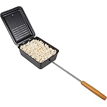Campfire Popcorn Popper - Old Fashioned Popcorn Maker with Nonstick Finish and Extended Handle - Camping Gear and Campfire Cooking Equipment by Great Northern Popcorn (Black)