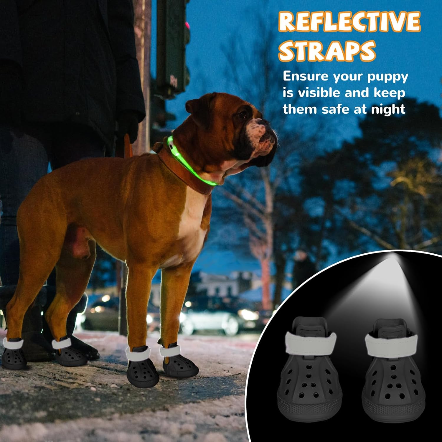 Dog Shoes for Medium Large Size, Breathable Dog Shoe for Hot Pavement, Dog Booties and Paw Protectors, Non-Slip Waterproof Dog Sandals Boots with Reflective for Rain, Summer, Hiking, Snow (Size 1)