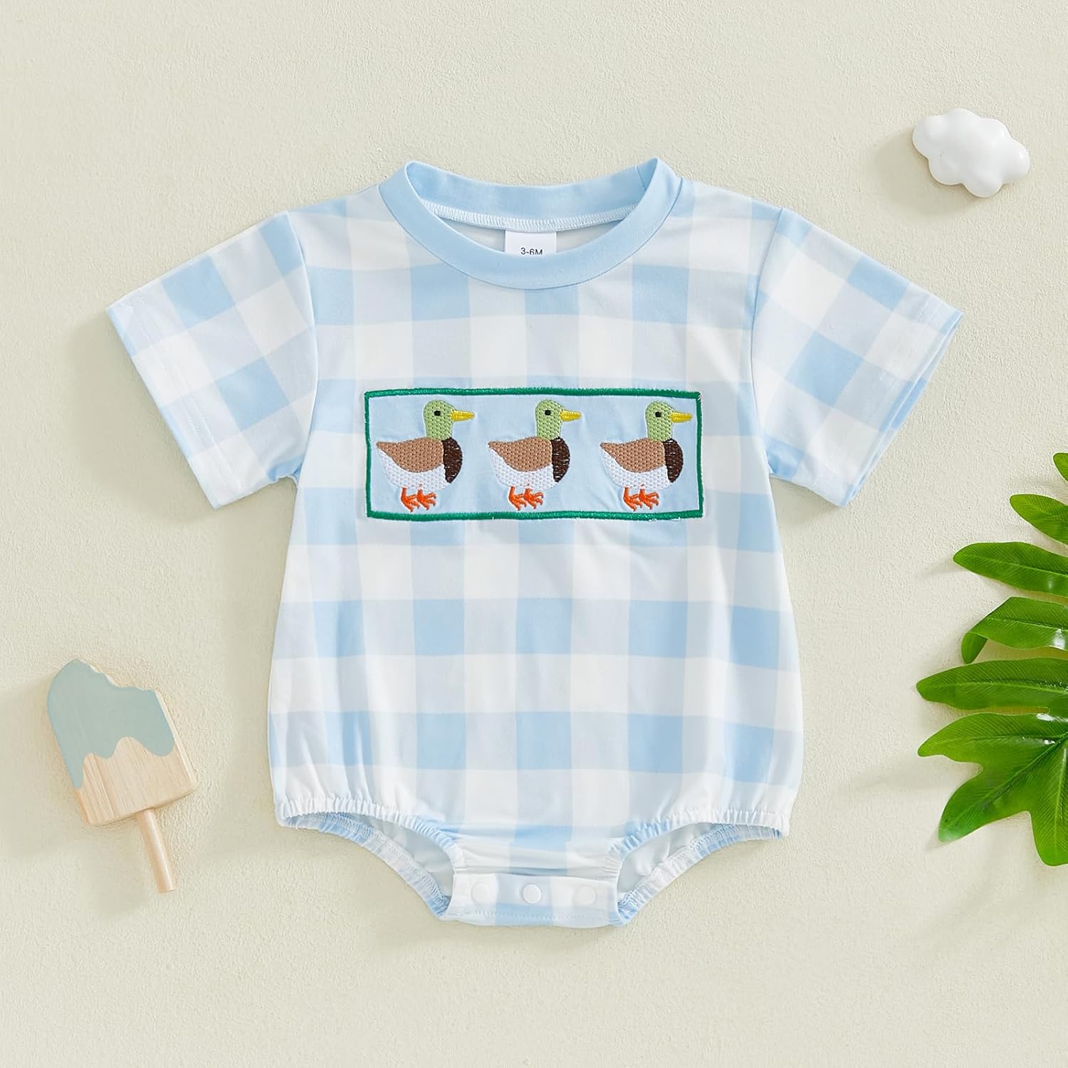 Infant Baby Boy Mallard Duck Clothes Summer Short Sleeve Romper One Piece Newborn Country Boy Farm Outfit - Image 2