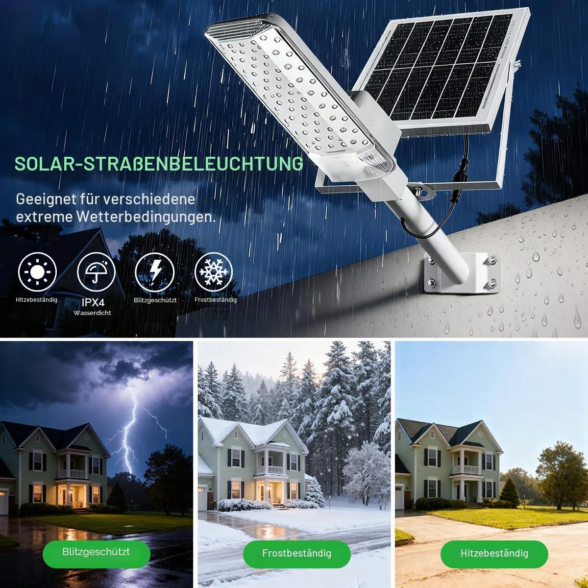 Outdoor Solar Street Light (6000mAh, 2 Pack) - IPX4 Waterproof LED Lamp with Remote Control for Yard/Garden/Pathway