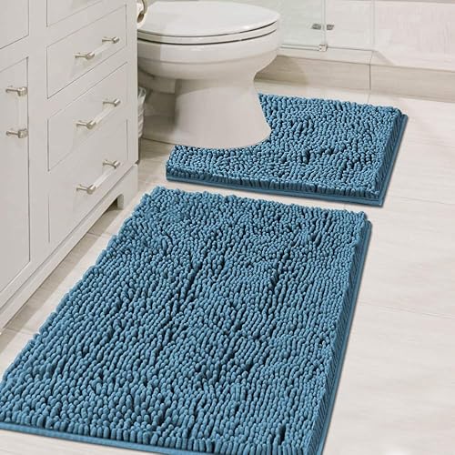 Miniatura 1 de Juego de tapetes de baño de microfibra afelpada, alfombrilla de felpilla, ultrasuave, lavable, secado rápido, absorbente, para dormitorio, cocina,
