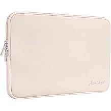 15 15.6 inch Laptop Sleeve Leather Case, Water Resistant Puffy Protective Laptop Bag for Macbook Air 15 inch/Macbook Pro 16 inch/HP/LENOVO/ACER/ASUS/DELL Chromebook Matebook 15.6