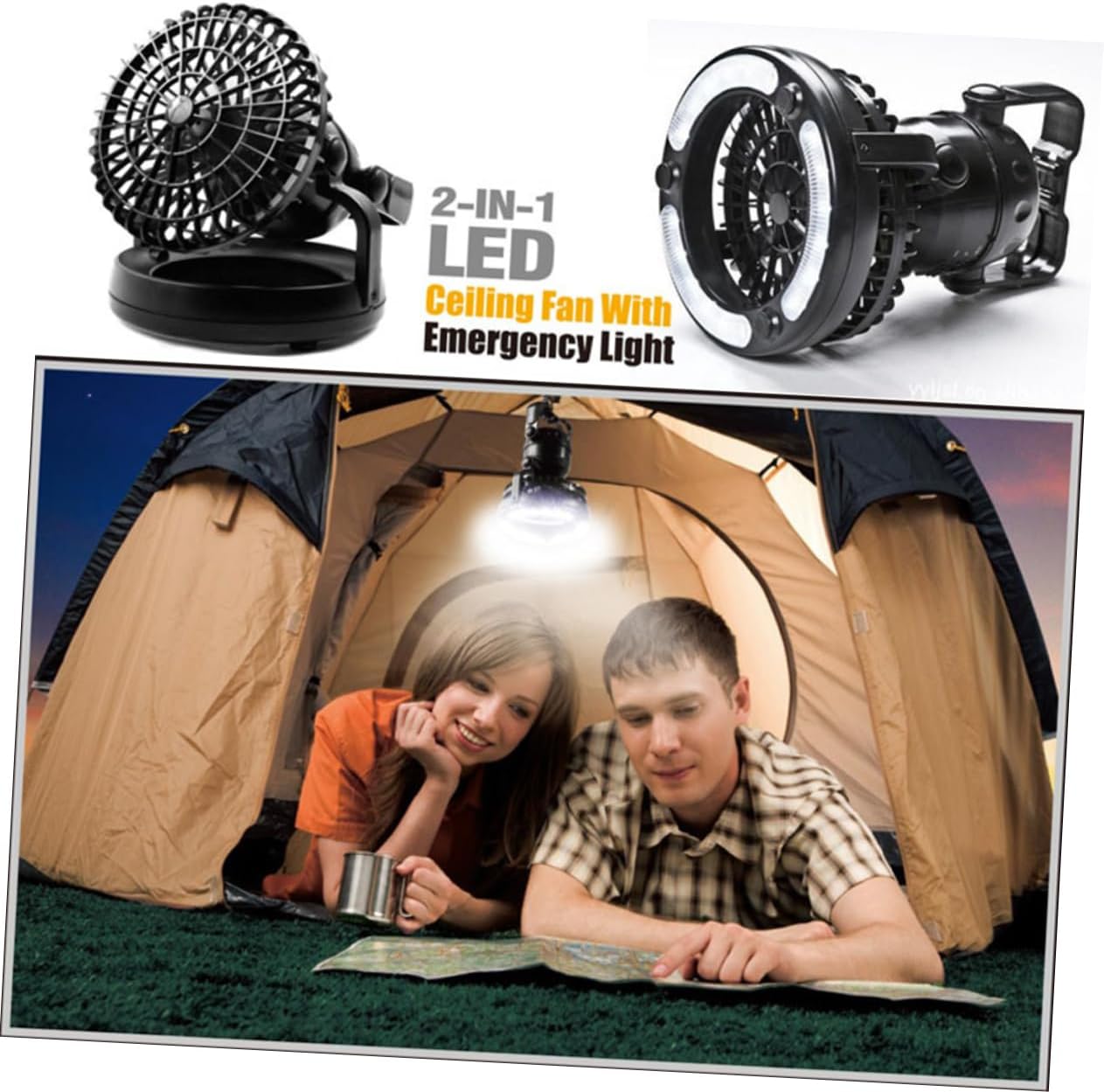 TOYANDONA 4pcs Led Tent Camping Light Fan with Hanging Hook Portable Ceiling Lantern for Outdoor Camping Hiking and Emergency Use Battery Not Included