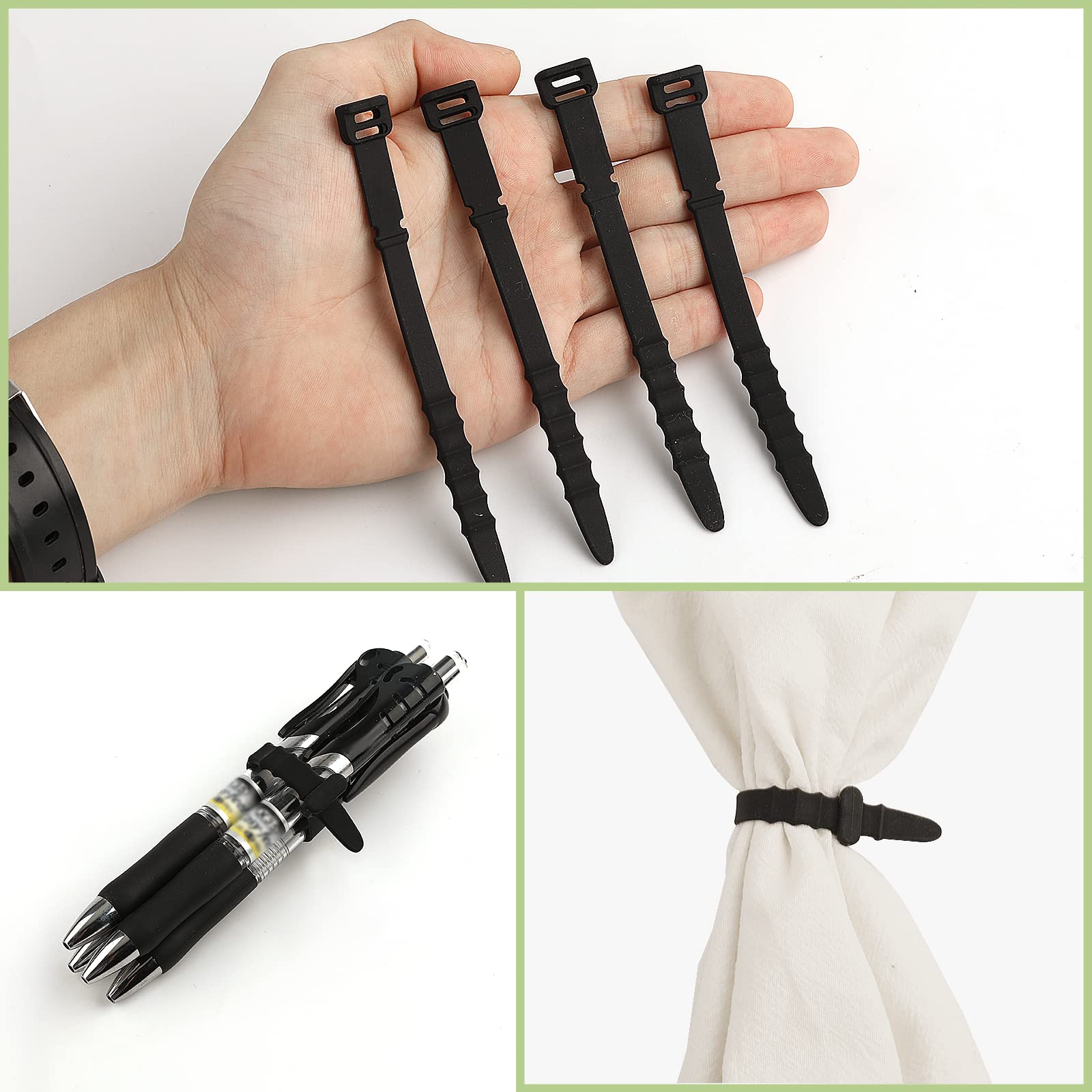 20PCS Attaches Réutilisables, Attaches En Silicone Gestionnaire De Cables Multifonctions Finisseur De Cables En Cuir Elastique Pour Maison 98213085