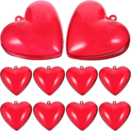 Miniatura 9 de 10 bolas en forma de corazón, adornos de corazón rojo rellenables de acrílico, decoraciones colgantes para el día de San Valentín, Navidad, boda,