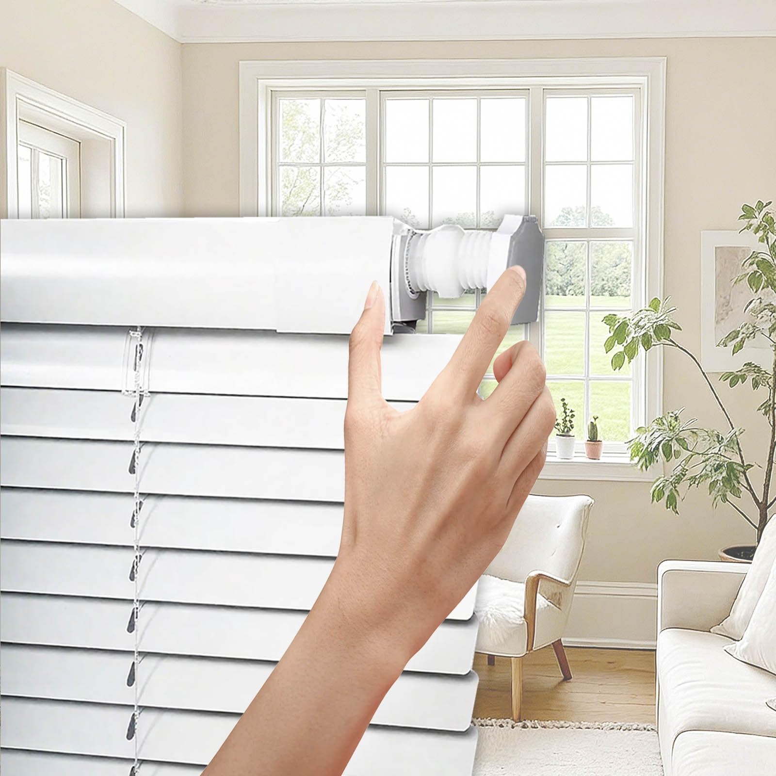 No Tools No Drill Venetian Blind, Aluminum Mini Blinds for Indoor Windows, 1" Metal Slat Room Darkening Horizontal Blinds, Custom Size Blackout Window Shades(White)