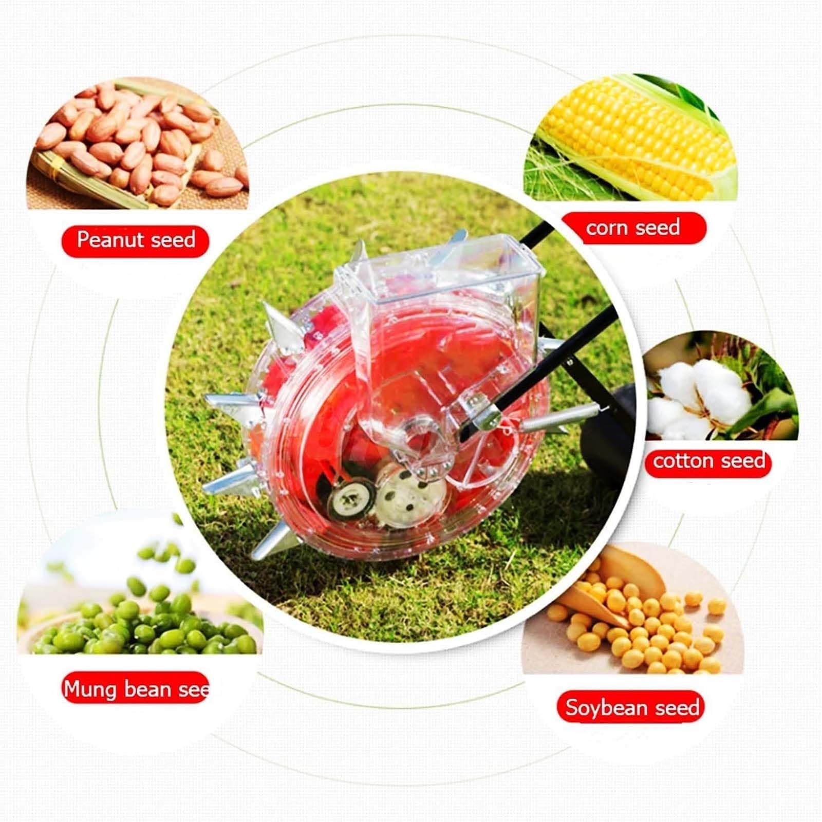 Sembradora Manual De Empuje (6-10 Boquillas), Sembradora De Rodillos Para Jardín (semillas De 3-15mm), 3,75Kg De Almacenamiento + Espacio Entre Siembras (16-26cm), Siembra De Precisión,7 Nozzles