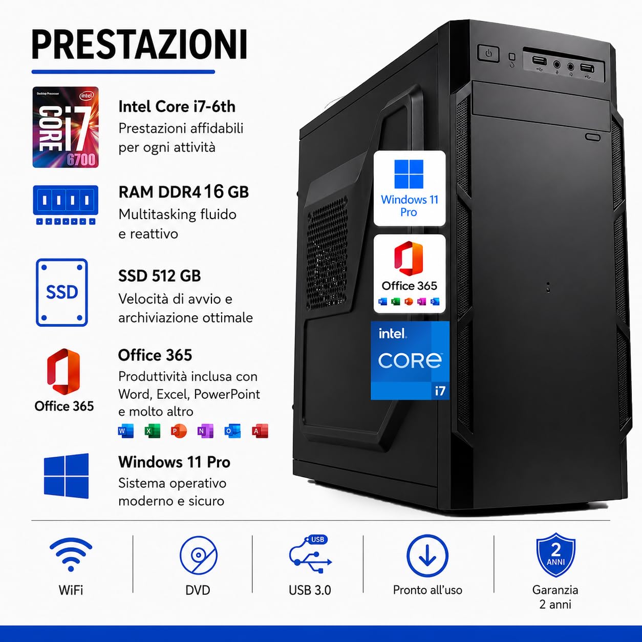 Ordenador Cpu i7-6700th • 32 GB DDR4-SDRAM • 1 TB SSD • Sistema operativo: WLAN • Sistema operativo (i7 32 GB RAM / 1 TB SSD)