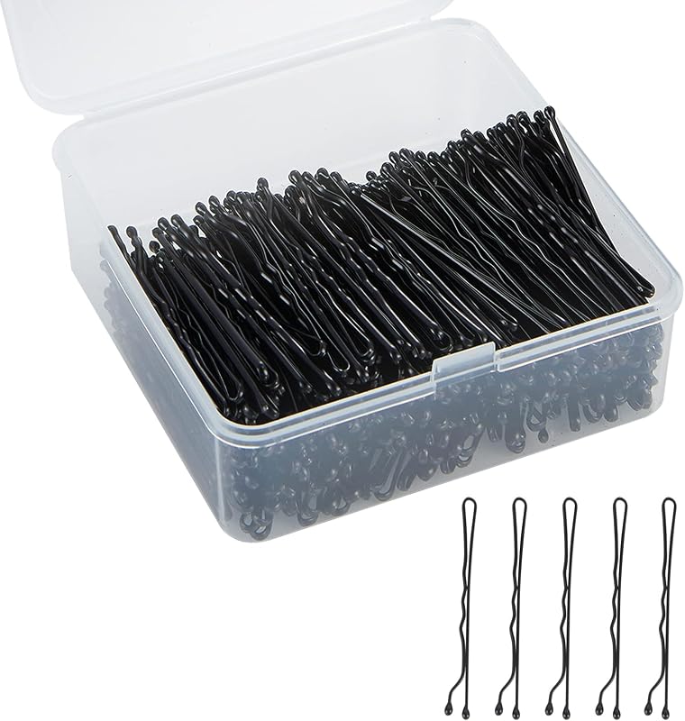 PURPLESKY 400 Count Black Bobby Pins with Case, 2" No-Slip Hair Pins, Strong Hold for All Hair Types, Pain-Free Styling Hair Accessories for Kids Girls Women