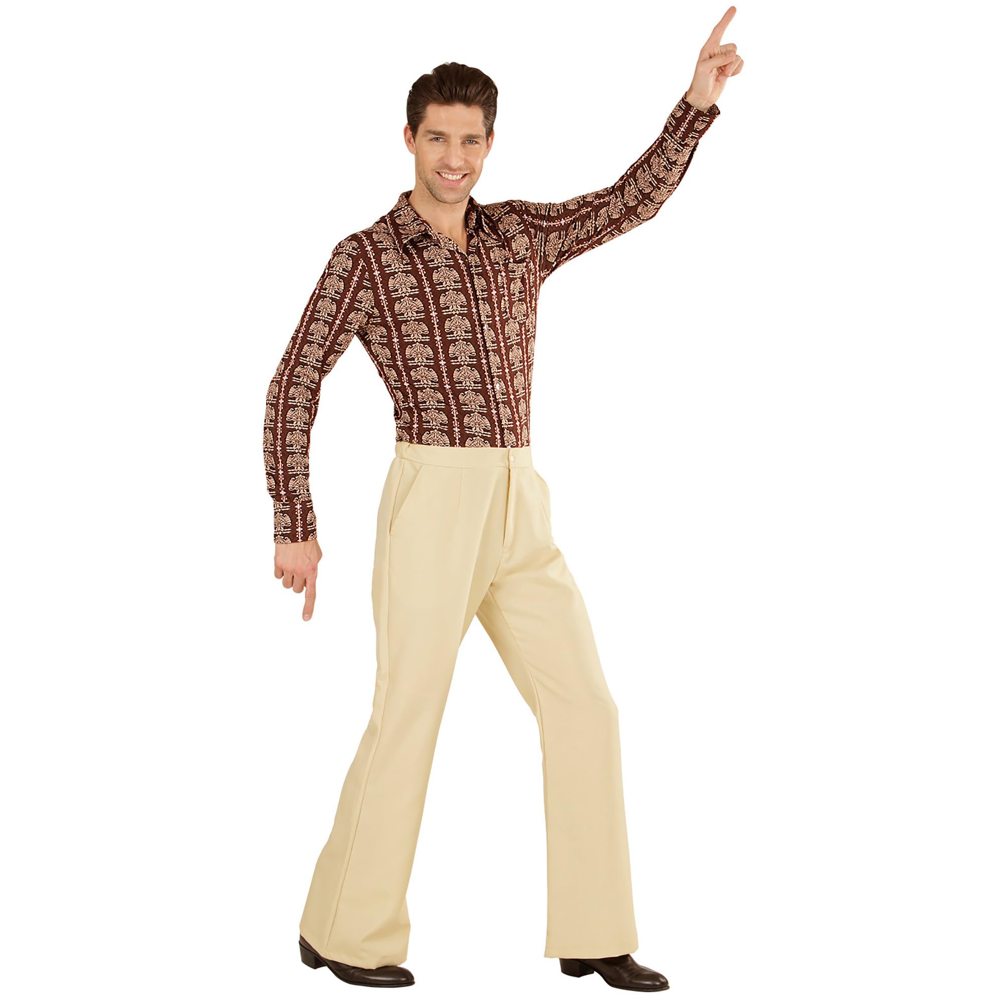 W WIDMANN MILANO Party Fashion - Pantaloni da uomo anni '70, stile disco, pantaloni a campana, costumi in maschera
