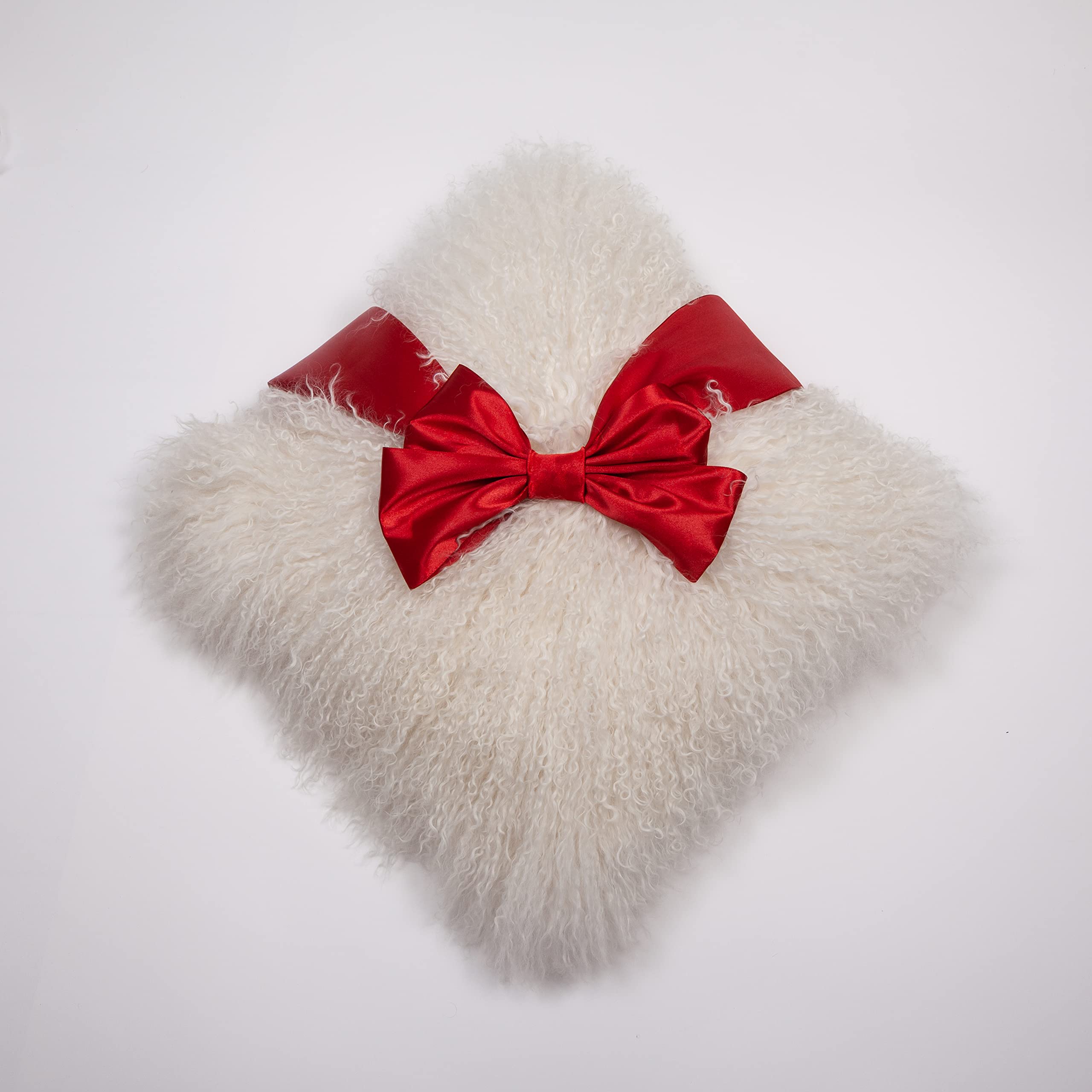 Coussin en fourrure de mouton mongole blanc naturel de prestige pour canapé
