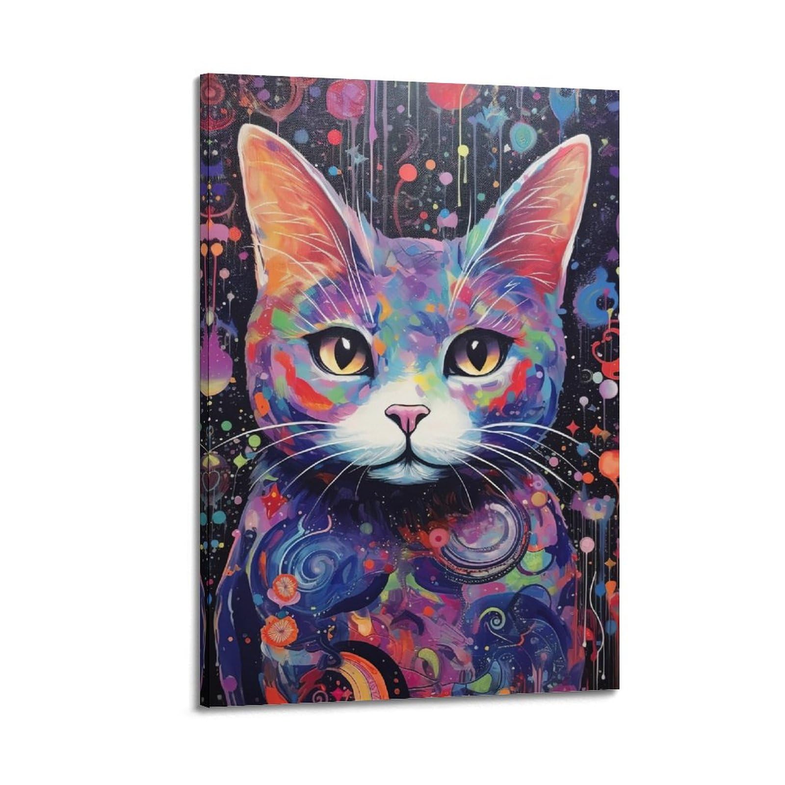 Poster su tela con gatto che guarda un gatto, splendido simpatico gattino, decorazione da parete poster per dormitorio