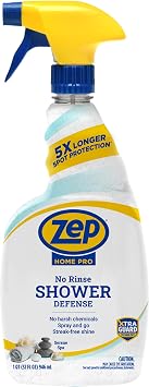 Zep Home Pro No Rinse Shower Defense, 32 Fl Oz Spray - R61006 - Streak-Free Shine, Serene Spa Fragrance, 5X Better Surface Protection