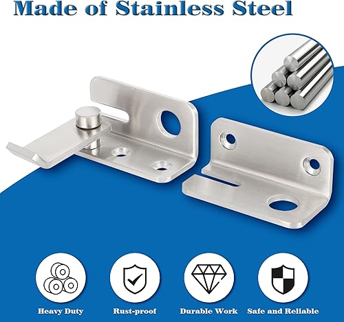 Miniatura 9 de Alise Pestillo abatible, pestillos de puerta deslizante, cerrojo de seguridad para gabinete de granero, jaula de mascotas, valla de madera, baño,