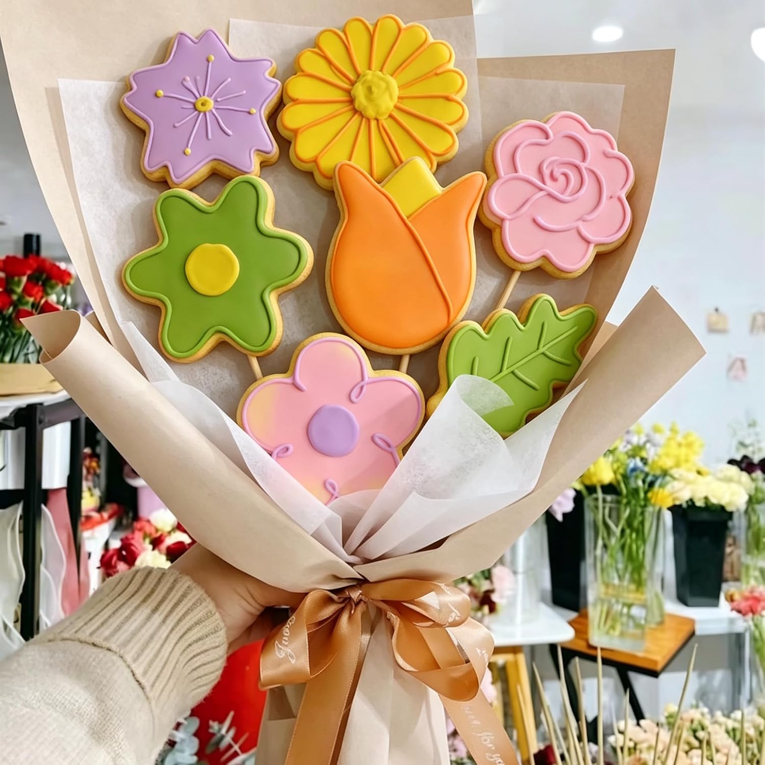 Spring Summer Flowers Cookie Cutters - Rose, Sunflower, Tulip, Daisy Flower, Butterfly, Stainless Steel Holiday Cookie Cutter Shapes for Baking Gift