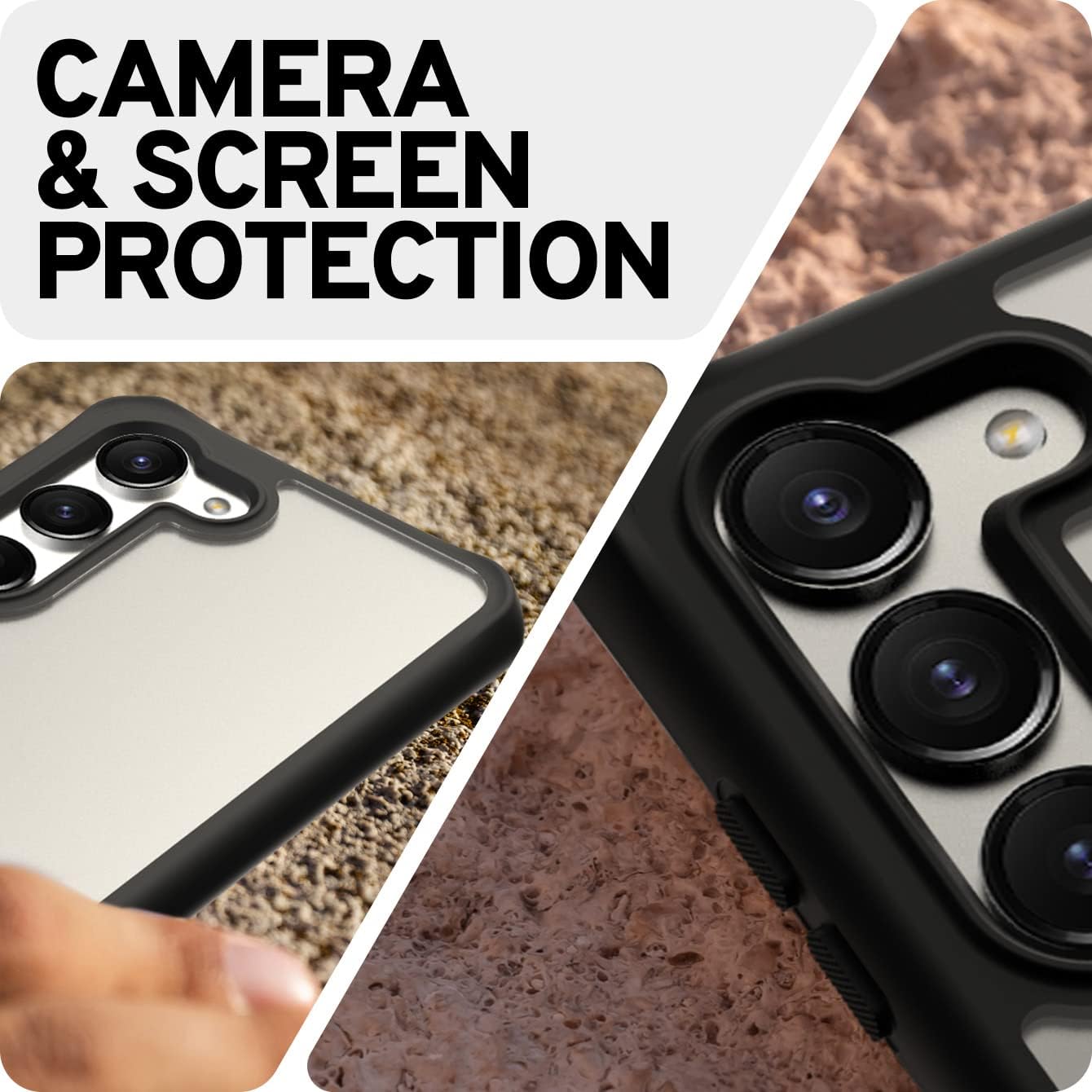 ITSKINS Hybrid R // Solid Protective Phone Case Compatible with Samsung Galaxy S23, Slim Hybrid Case, Shockproof Cover, Anti-Yellowing, and Military Grade Phone Case - Plain Black & Transparent