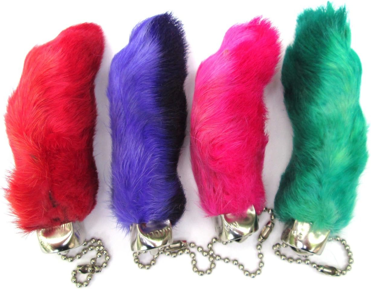 Dangerous Threads Rabbit Rabbits Foot Keychain Bright Assorted Colors 4 Pieces