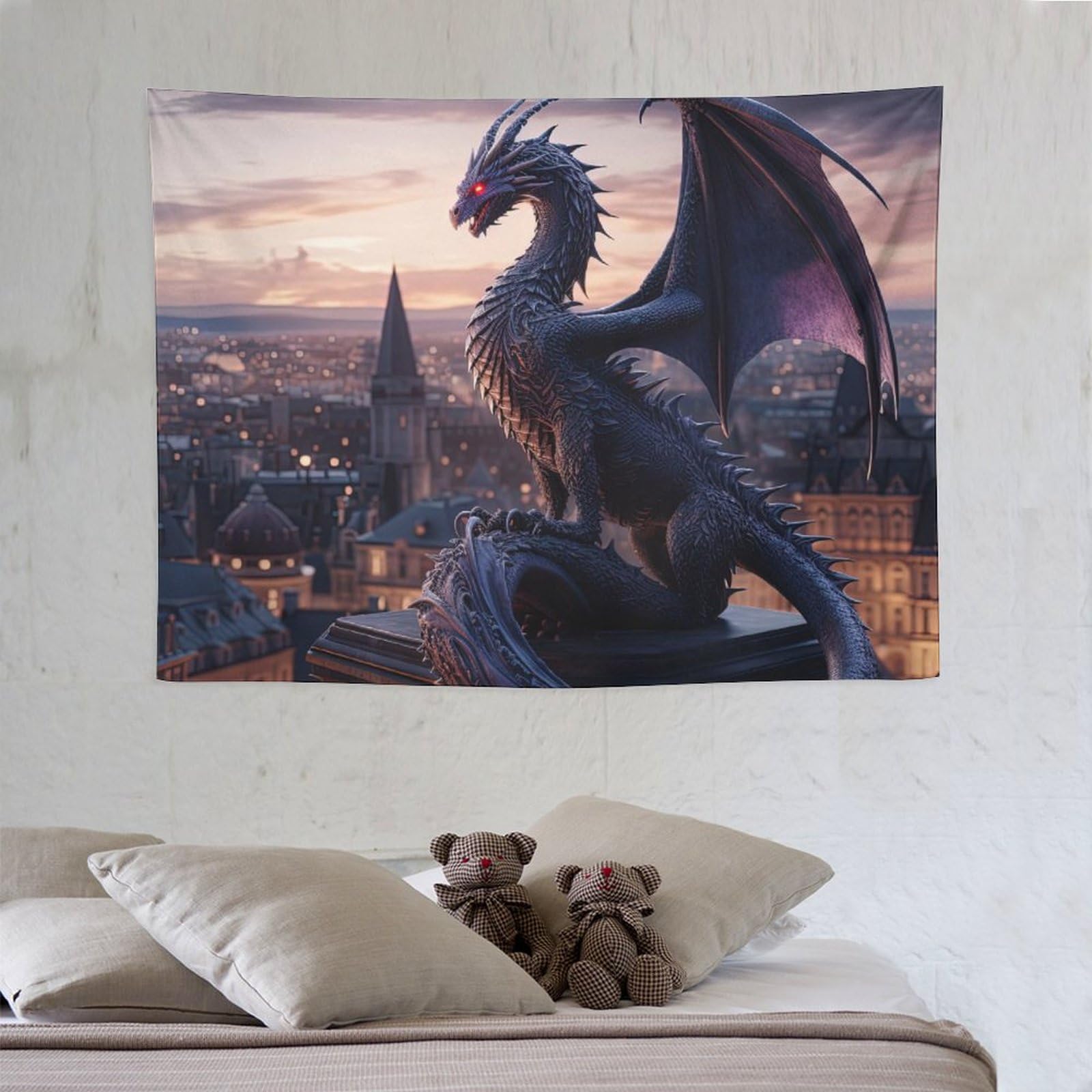 Arazzo Murale Gotico Drago Rosso | Keowhsf | Decorazione Fantasy Medievale Per Camera - 3