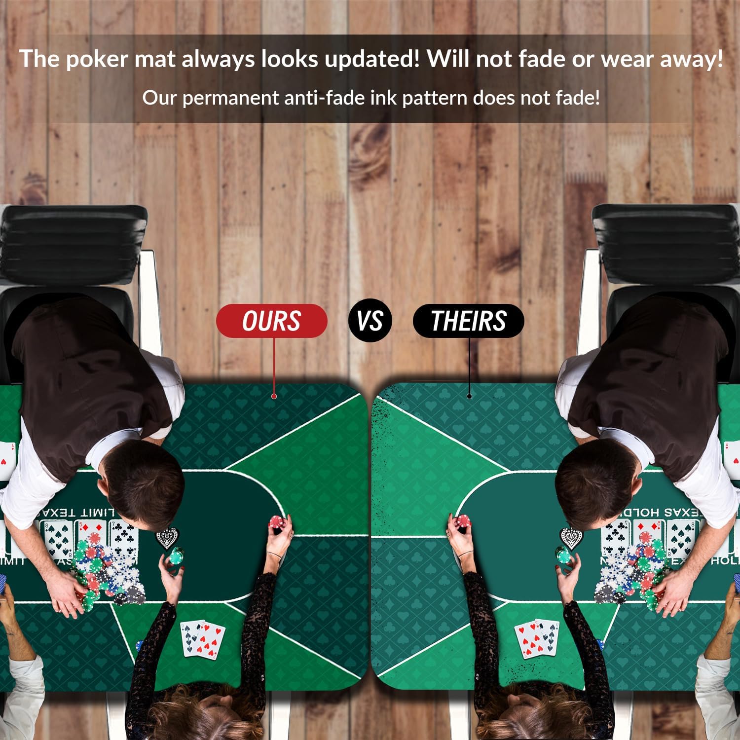 nuveti 79 x 40 Foldable Texas Poker Card Tabletop Layout Portable Anti-Slip Rubber Board Game Mat Smooth Premium Surface, Noise Reduction Poker Mat for Table