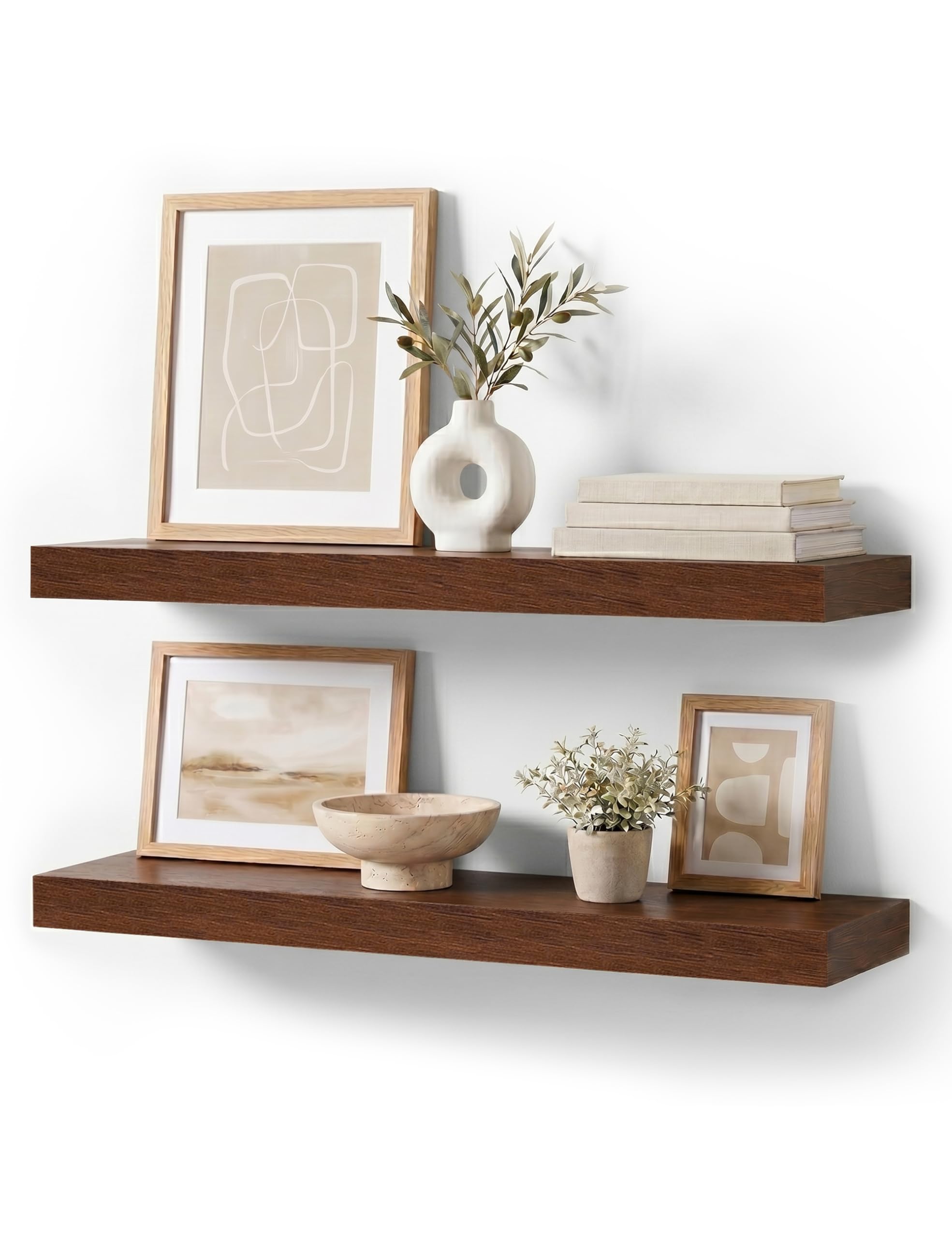 Walnut Floating Shelves Set of 2