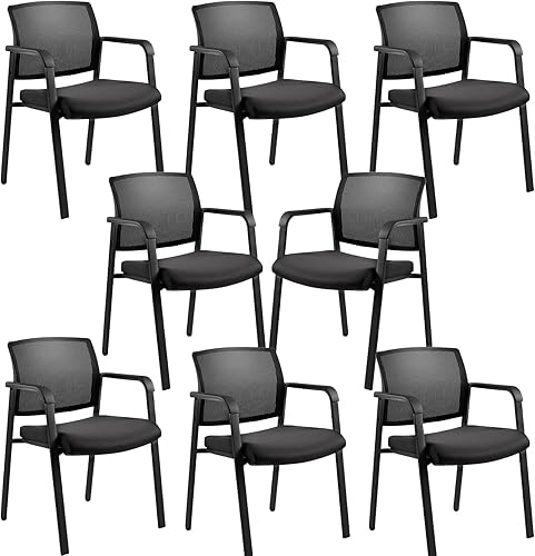 Miniatura 12 de CLATINA Sillas apilables con respaldo de malla, silla de oficina de tela tapizada, fram de metal resistente y soporte lumbar ergonómico